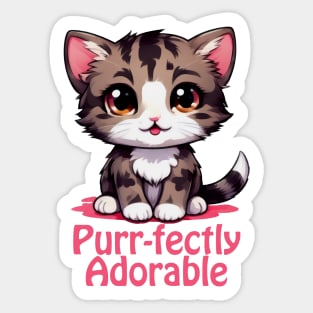 Purr-fectly Adorable Chibi Kawaii Kitten in Pink Sticker